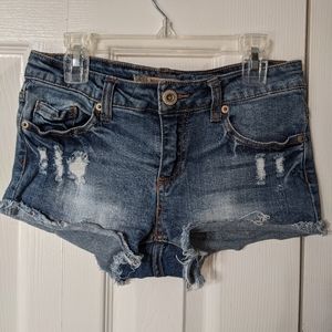 Ripped denim short shorts